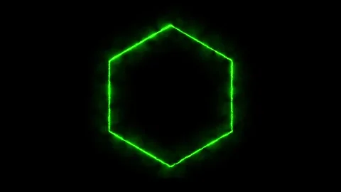 Green neon glowing hexagon shape motion Stock Footage 328385648
