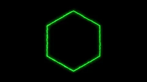 Green neon glowing hexagon shape animation Illustrazione stock