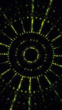 Green neon glowing radiating concentric circles abstract radar background Illustrazione stock