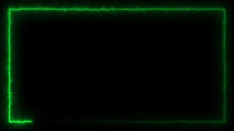 Green neon glowing rectangle frame moving on black background dynamic footage 스톡 동영상 334908526