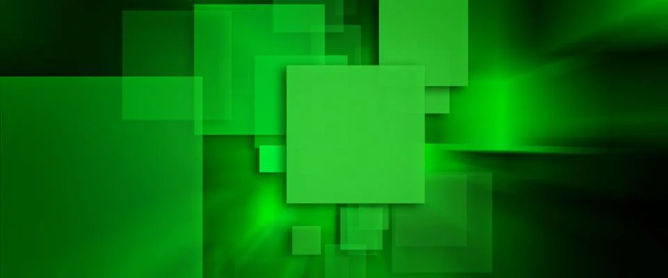Green Neon glowing techno square Stock Illustration