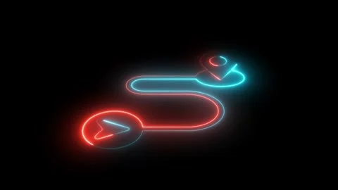 Green Neon GPS Navigation Map with Route Path and Red Checkpoints  Futurist.. Stock Footage 309041409