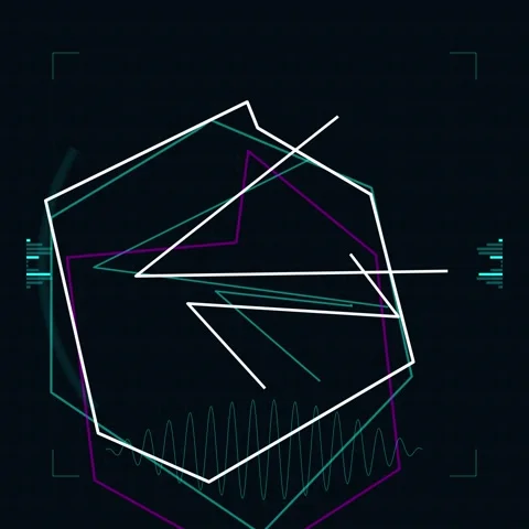 Green Neon Hexagon with Data Graph Overlay, Futuristic UI Elements, Digital.. Stock Footage 347264118