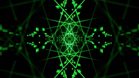 Green Neon Laser Mandala Background VJ Loop in 4K Stock Footage 328358074