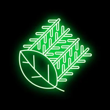 Green neon leaf and branches reflecting nature Stock Illustration