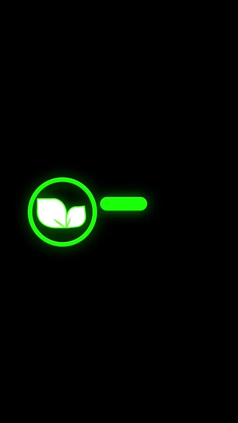 Green Neon Leaf Icon with Horizontal Bar on Black Background leaves. Neon G.. Stock Footage 337459136