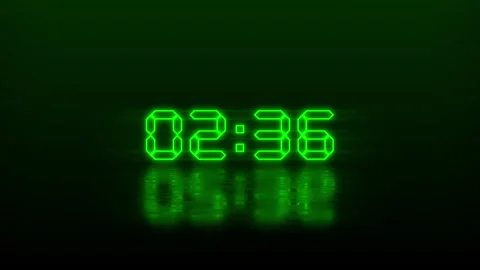 Green neon LED timer for 5 second countdown with reflection timer Stock Footage 316060493