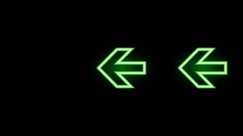 Green neon left arrows. Stock Footage 156514542