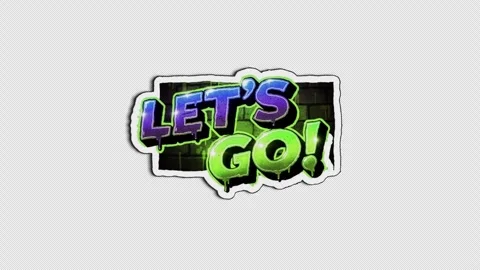 Green Neon Let's Go Wiggle Sticker, Doodle Style Video stock 321054942