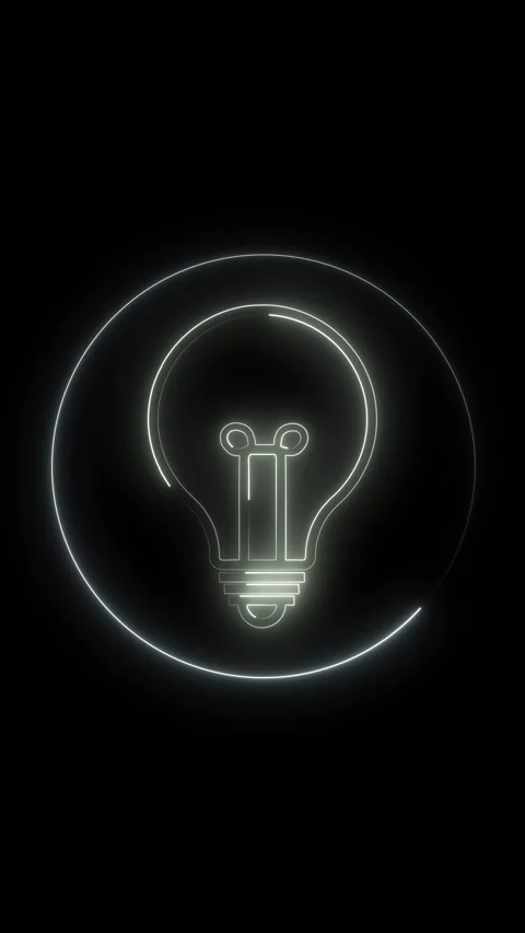 Green Neon Light Bulb Outline with Swirling Spiral on Black Background idea.. Stock Footage 337462324