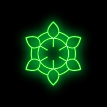 Green neon light glowing in the dark making a beautiful flower shape Stock Illustration