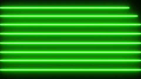 Green Neon Light Horizontal Line Background Loops on black background. 4K 60F Stock Footage 219198255