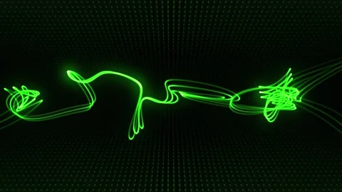 Green neon light streaks morphing and floating in the darkness Stock Footage 277216150
