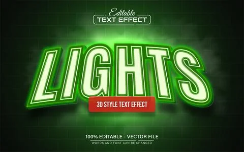 Green neon light text effect editable Stock Illustration