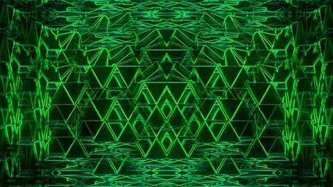 Green Neon Light Triangle line  Pattern Motion Background Video Art VJ Loop Stock Footage 147727906