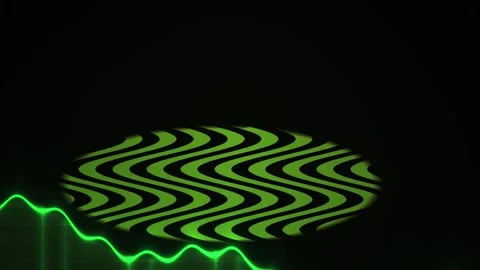 Green neon light wave pattern display. Stockbeeldmateriaal 337515270