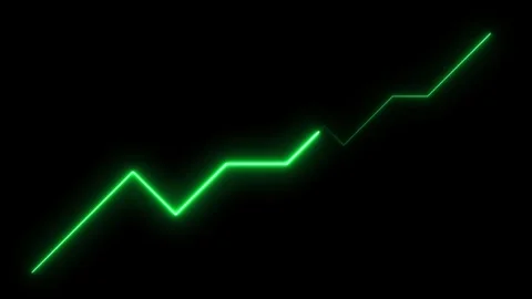 Green Neon Line Graph Ascending Against Dark Background Showing Growth and .. Video stock 342308642