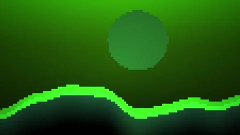 Green neon line over dark landscape. Stock Footage 334688673