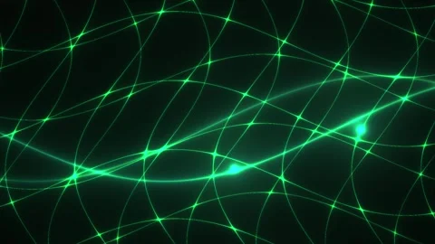 Green neon lines and dots on black background technology concept. Stock Footage 337515290