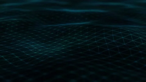 Green neon lines intersect and create a fluid grid of squares and triangles. Out Stock Footage 160398441