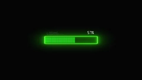 Green Neon Loading Bar at 35 Percent with Vertical Stripes on animated Blac.. Stock Footage 331881699