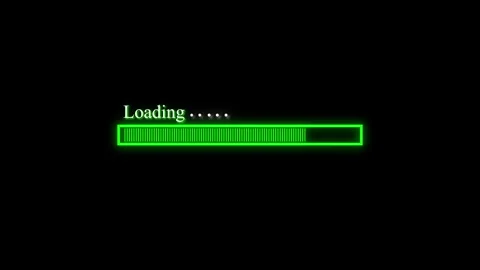 Green Neon Loading Bar with Text on Black Background progress indicator Stock Footage 330347075