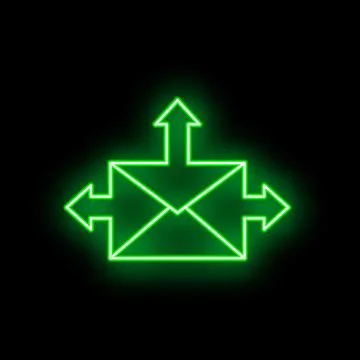 Green neon mail envelope sending and receiving concept icon Stock Illustration