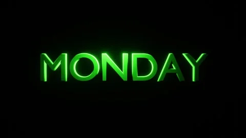 Green neon monday text appearing with different glowing styles Stock Footage 313124300