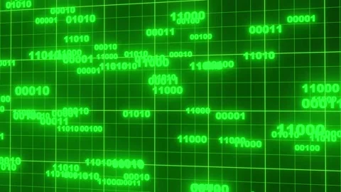Green neon non binary number flow visualization 库存影片 336473621