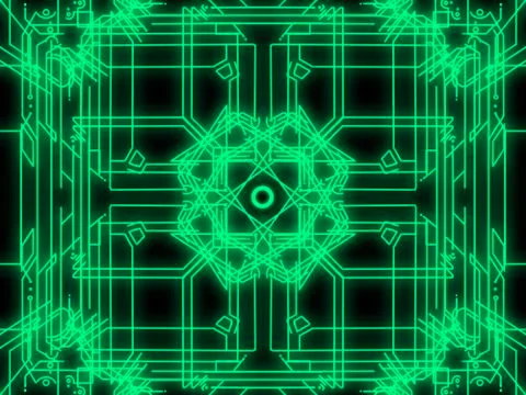 Green neon patterns on a black background 库存插图