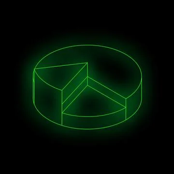 Green neon pie chart showing market share growth on black background イラスト素材