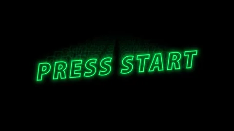 Green neon Press Start text on black background Stock Footage 306952268