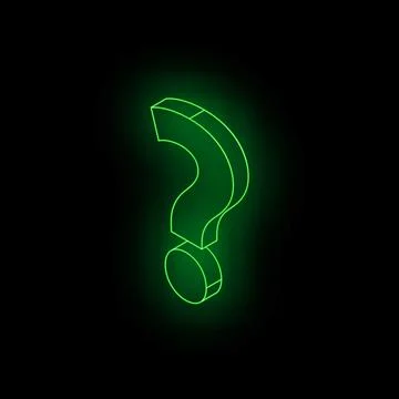 Green neon question mark glowing in the dark Ilustração Stock