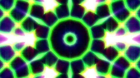 Green Neon Rays Lines Pattern Kaleidoscope Abstract VJ Motion Background Loop Stock Footage 70215740