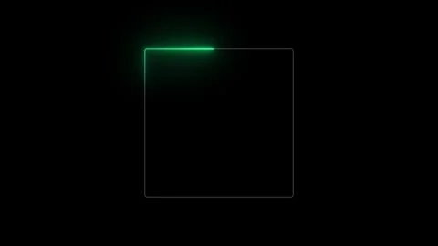 Green Neon Rectangle Frame with Glowing Border on Dark Background. Futurist.. 스톡 동영상 336881058