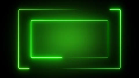 Green Neon Rectangle Frame with Gradient on animated Black Background abstr.. Video stock 337363206