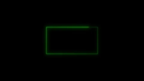 Green neon rectangle outline animation motion graphics on black background .. Stock Footage 332158199