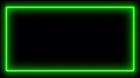 Green neon rectangular border glowing frame loop video Vídeos de archivo 343914761