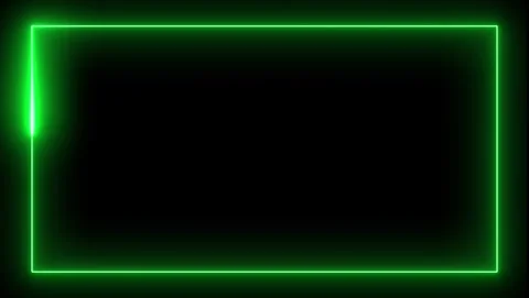 Green neon rectangular frame on black background abstract Stock Footage 318633902