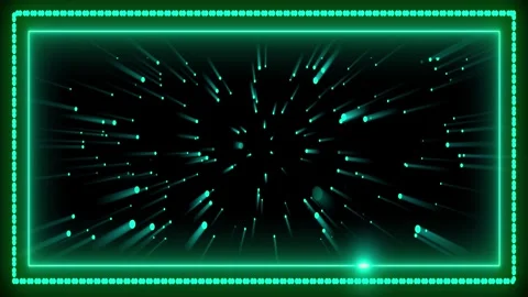 Green Neon Rectangular Frame with Streaking Lights and Particles green, neo.. 動画素材 321862893