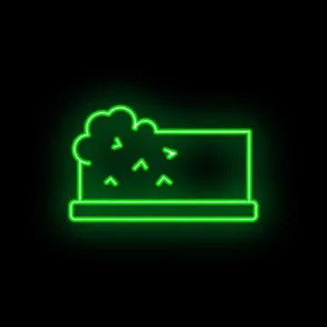 Green neon sign showing cloud seeding technology on black background Stock Illustration