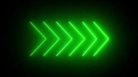 Green neon single-line directional right arrow animation. signal icon. Movi.. Video stock 296473759