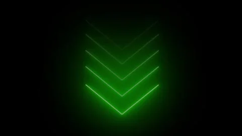 Green neon single-line directional down arrow animation. signal icon. Movin.. Stock Footage 296624172