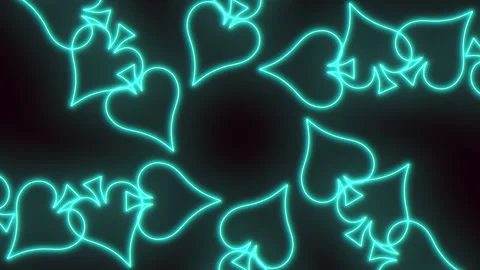 Green neon spades card pattern in rows Video stock 230084400