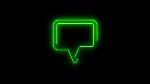 Green Neon Speech Bubble Icon Glowing on Black communication Stock Footage 320179621
