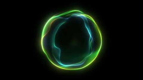 Green neon sphere orb with eco energy glow. Fluid blob form and waveform mo.. 스톡 동영상 333550082