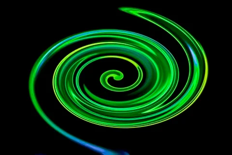 Green neon spiral on the black backround Stock Illustration