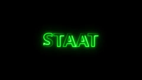Green Neon Staat Text Glows On Black Background Futuristic Digital Title An.. Stock-Footage 338371737
