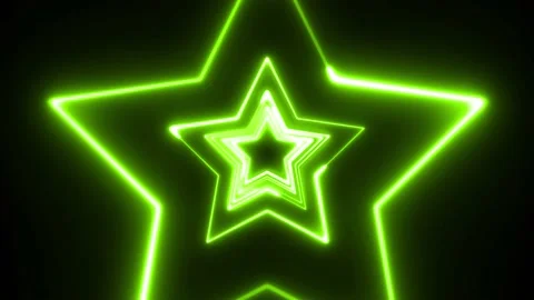 GREEN neon star looping technology on black background. 4K 60Fps stock videos Stock Footage 219196180