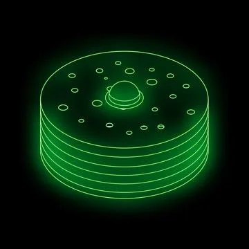 Green neon style database icon representing data storage concept Stock Illustration